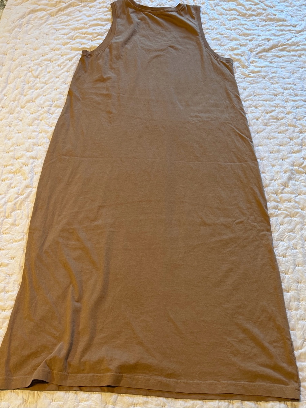 Pact Organic Cotton Tank Maxi Dress Brown Sleeveless Side Slit Size Large - Picture 4 of 5